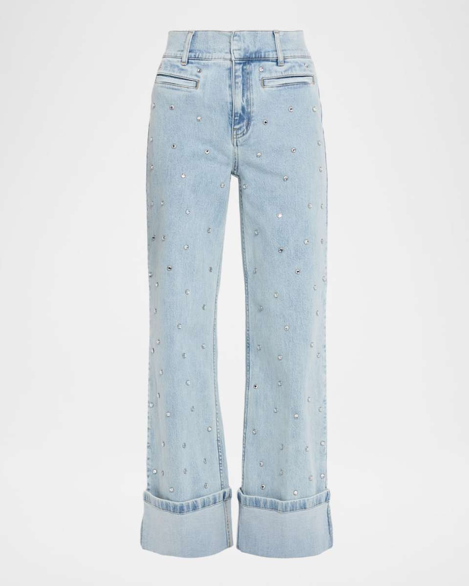 Raquel Embellished Wide-Leg Jeans